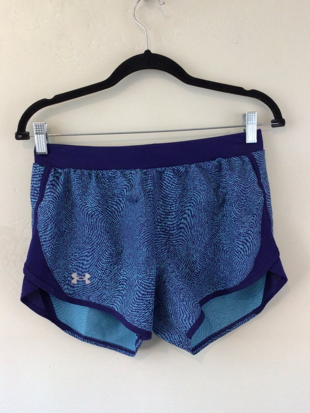 Under Armour Loose Blue Print Lined Running Athletic Shorts